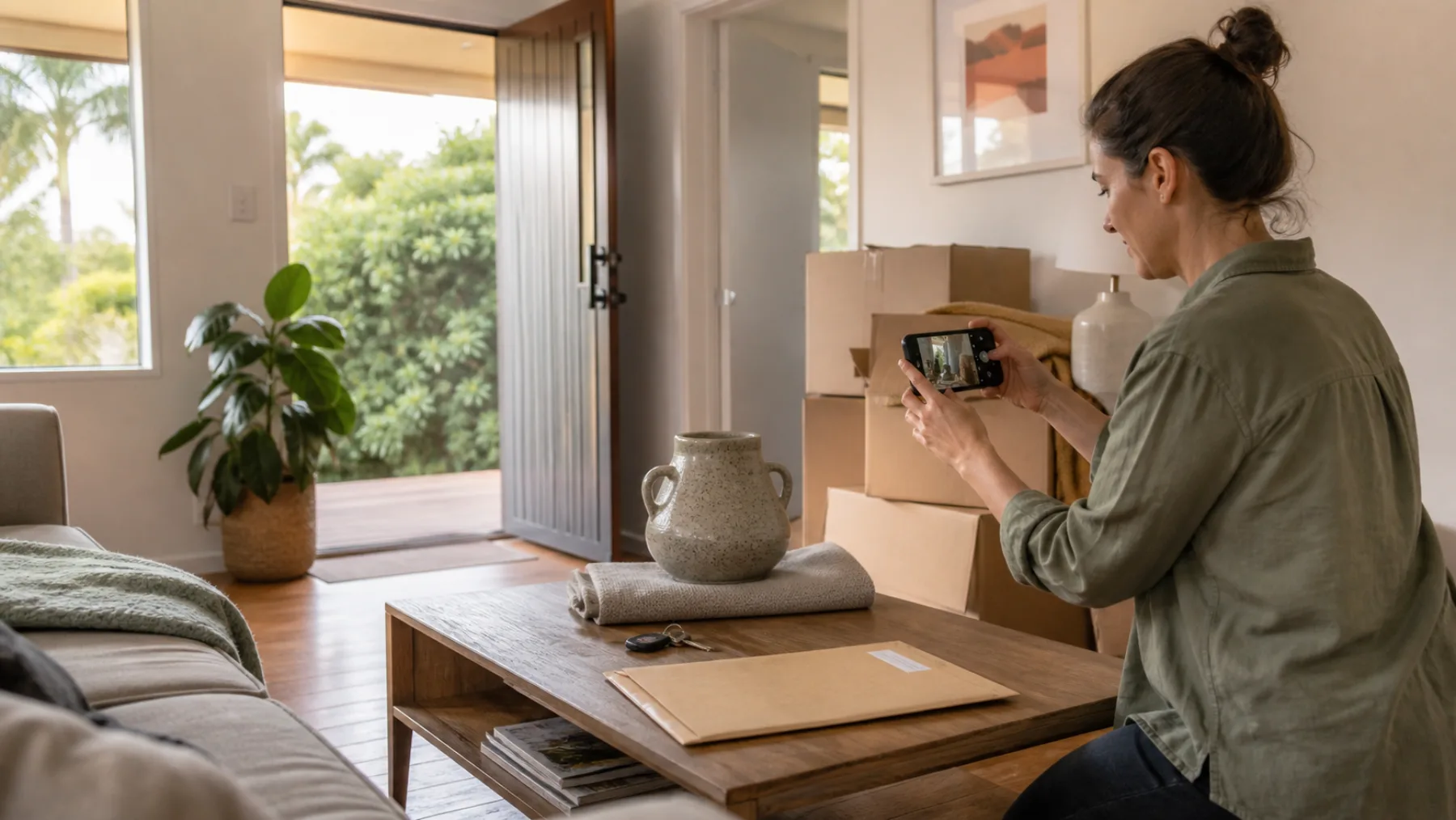 A New Zealand homeowner photographing belongings for an inventory before moving house