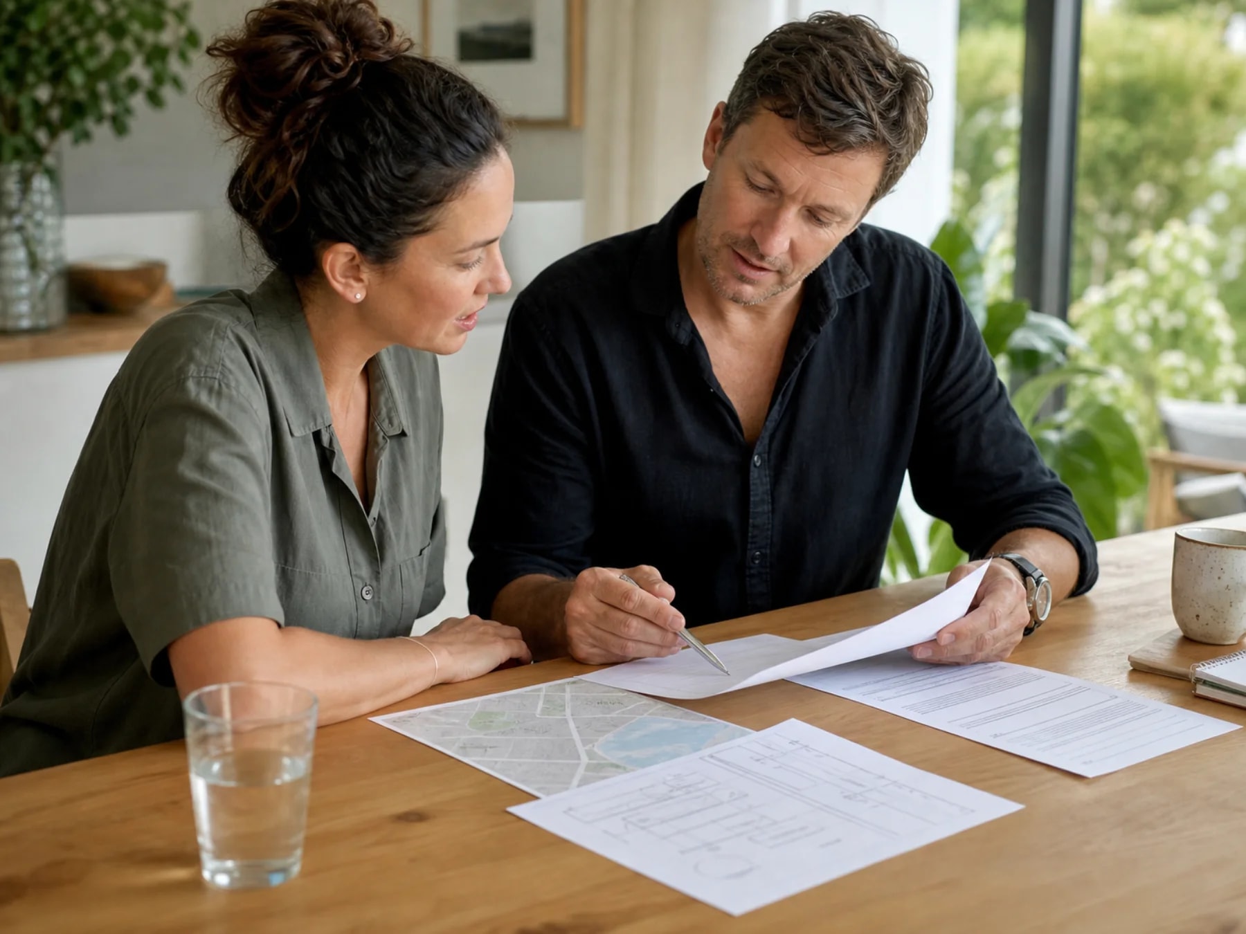 A homeowner reviewing a written selling plan with an adviser in New Zealand