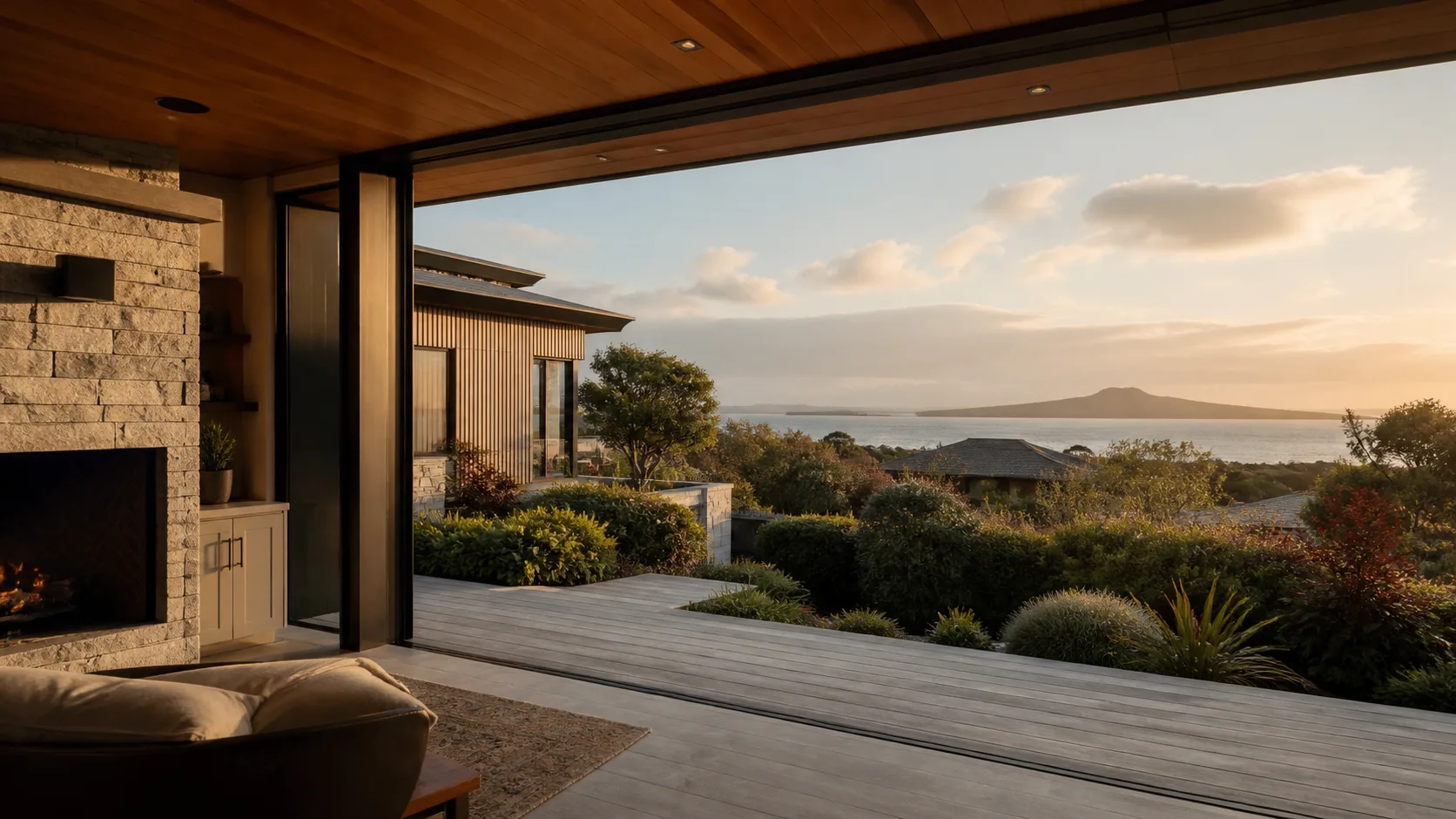A high-end Tauranga coastal home with distinctive materials and outlook