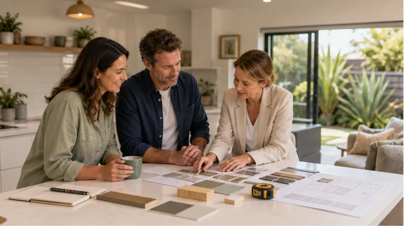 Homeowners considering simple improvements in a light-filled New Zealand home