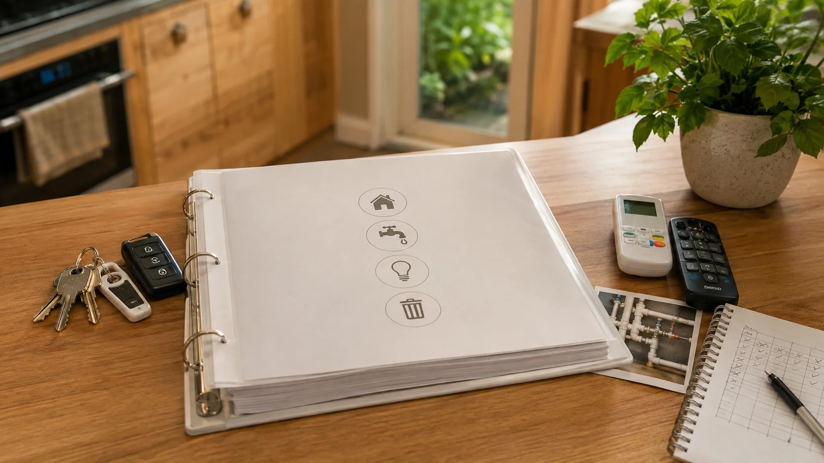 A Tauranga homeowner organising a practical home manual for the buyer