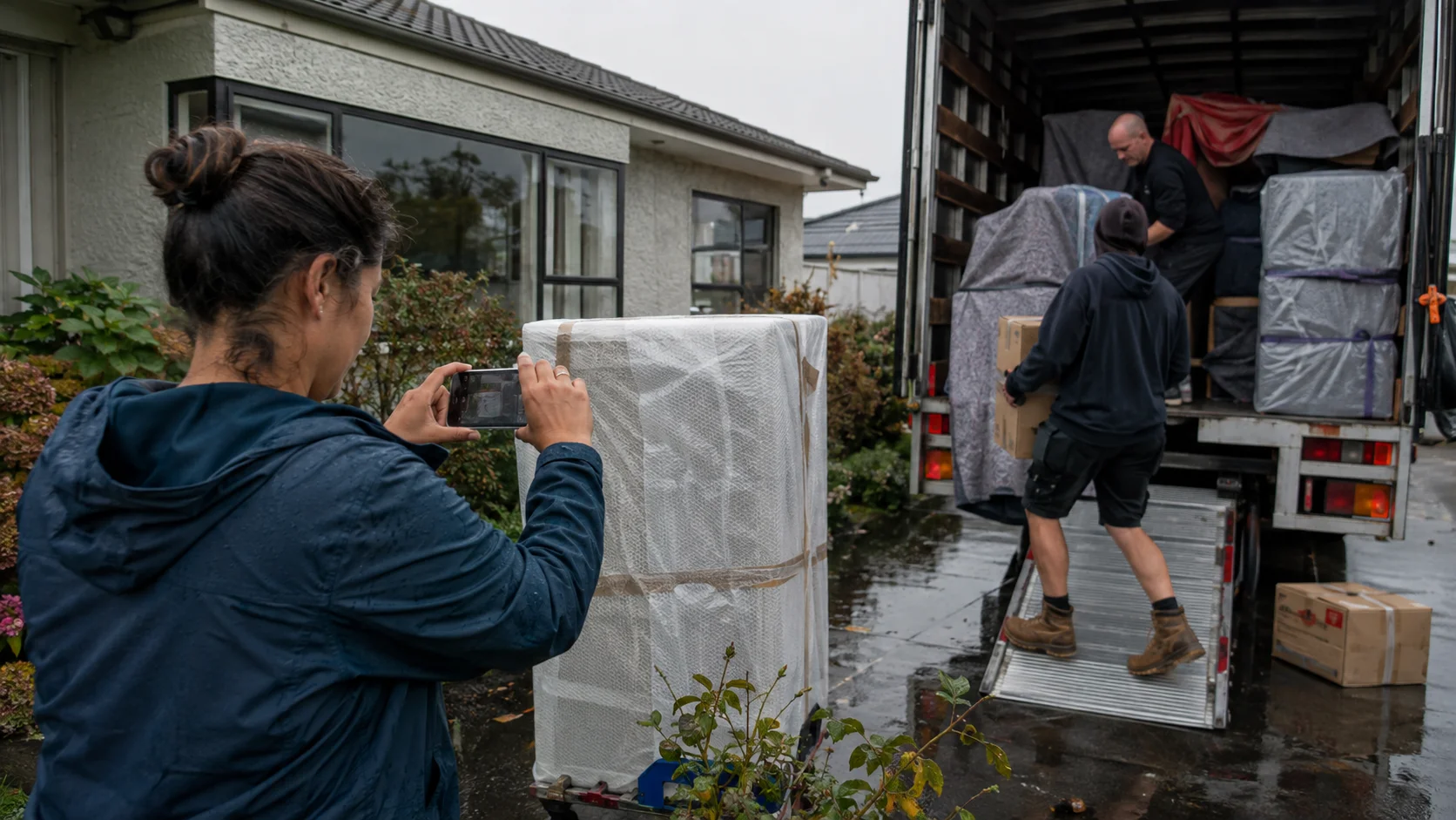 A New Zealand homeowner photographing belongings before moving