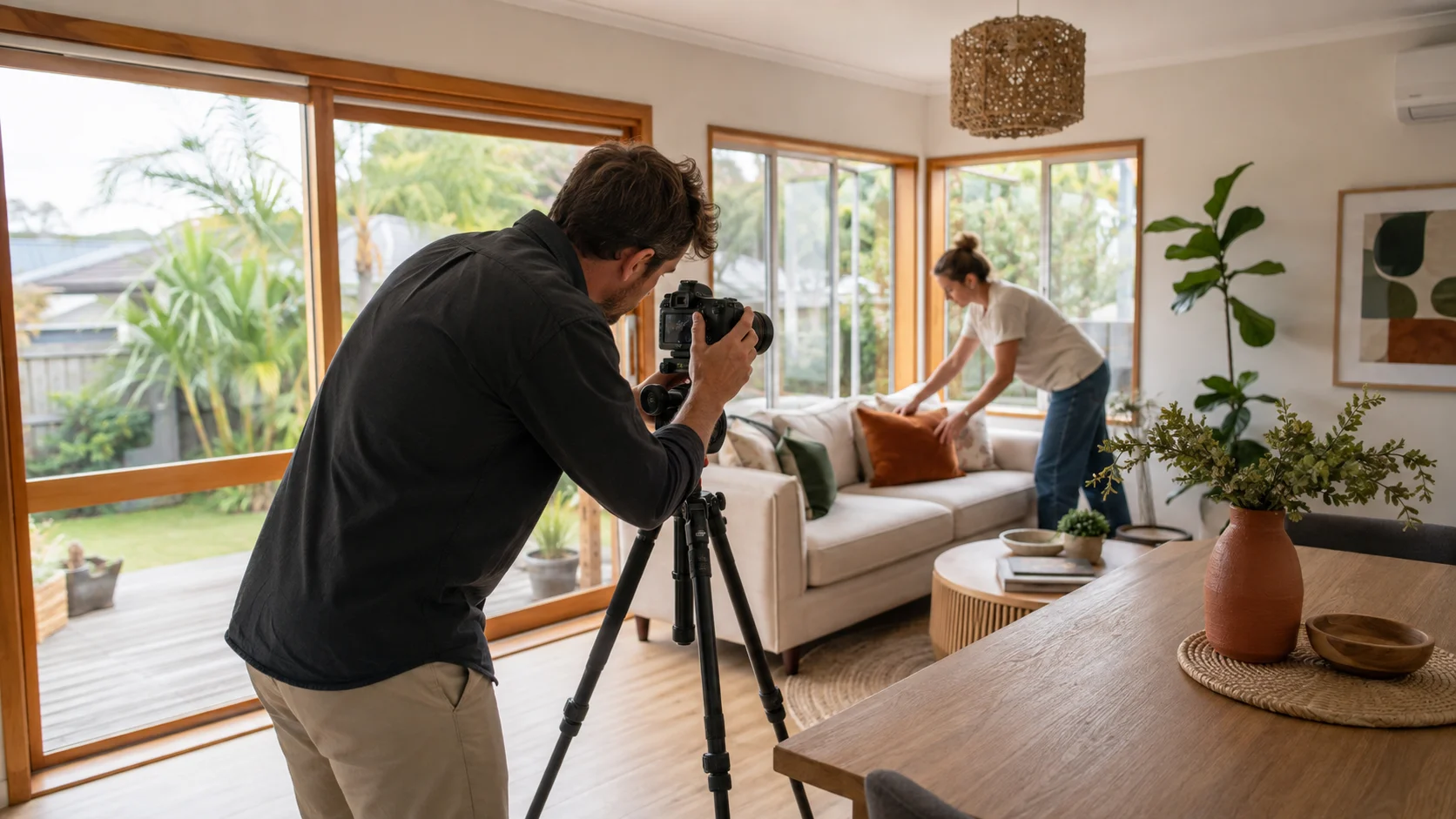 A professional photographing a prepared New Zealand home
