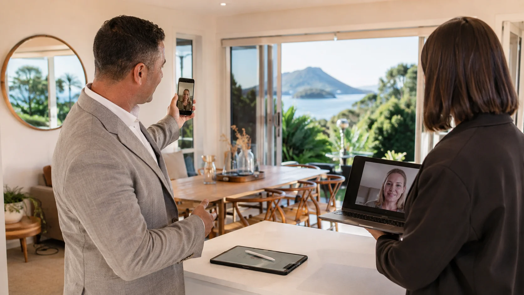 An overseas New Zealand property owner reviewing sale documents remotely