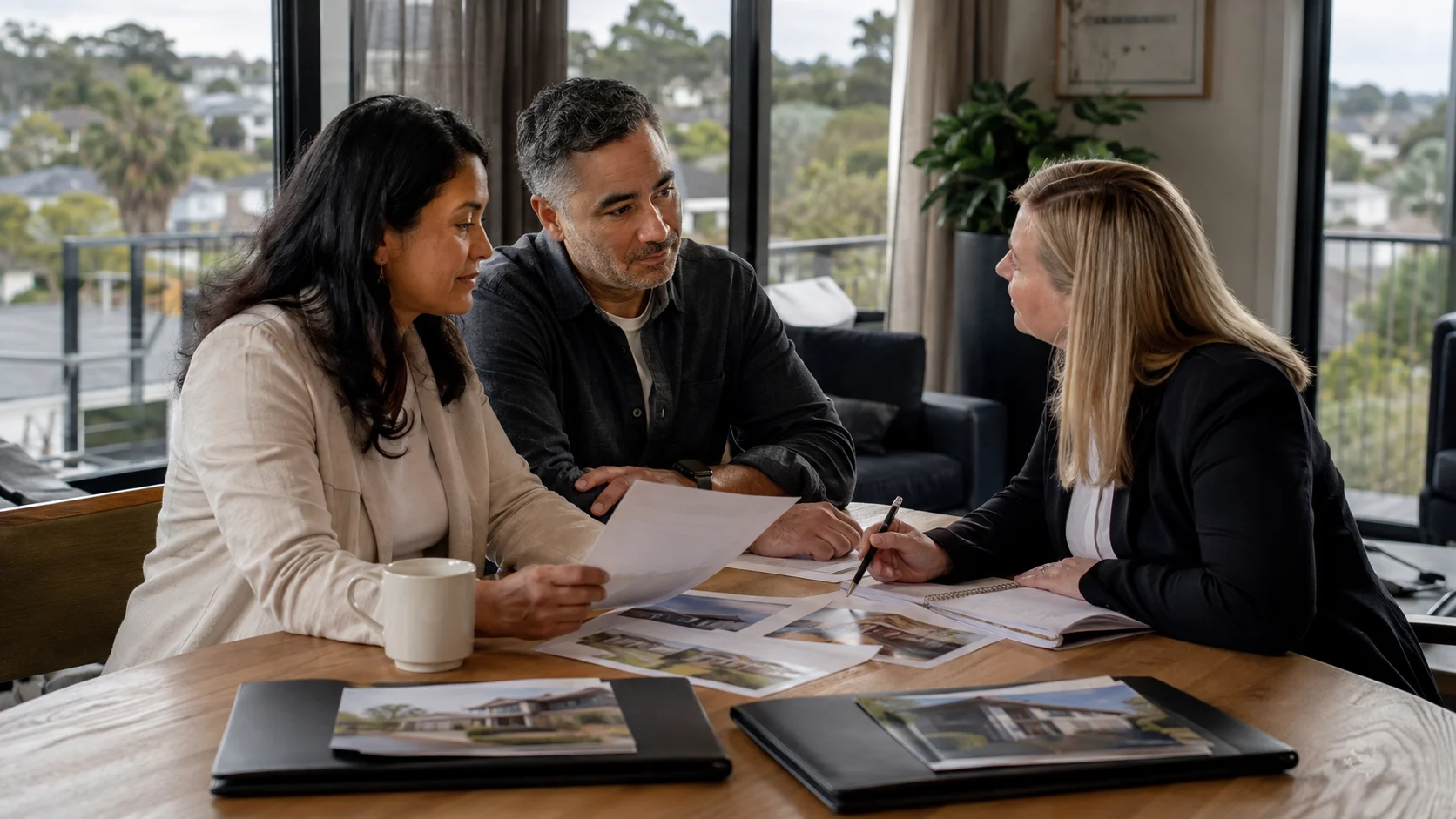 A Tauranga homeowner comparing written real estate agent proposals